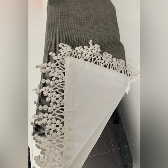 ESCADA Blazer 8 / 38 Black White Check w Faux Shirt Lace Cuffs Lightweight Wool - Picture 5 of 13